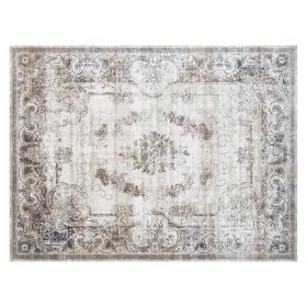 8x10 Boho Area Rug, Machine Washable Carpet For Living Room, Bedroom, Dining Room, Kitchen, Home Office, Brown (Option: BROWN)